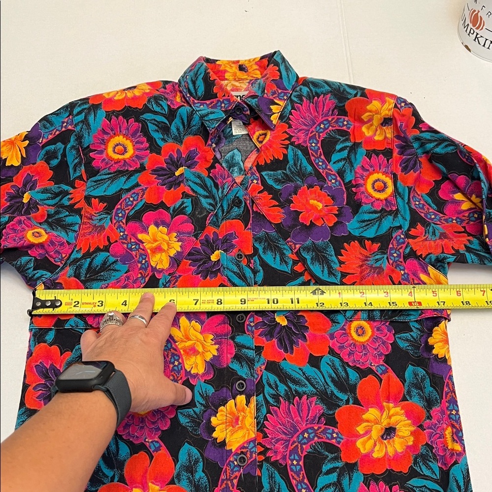 VINTAGE WRANGLER 80’s WESTERN FLORAL LONG SLEEVE BUTTON DOWN TOP SMALL - Picture 15 of 16